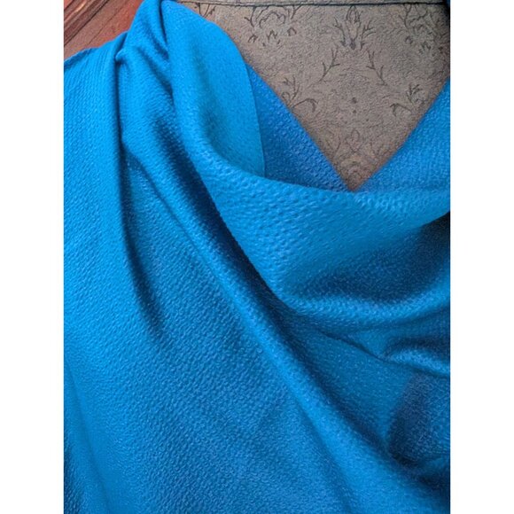 Kenneth Cole Womens Draped Neck Sleeveless Blouse 1X Blue Textured Fabric - Picture 2 of 5